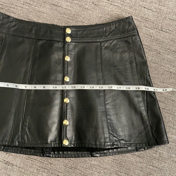 Vintage Leather Snap Front Mini Skirt M - Picture 3 of 6